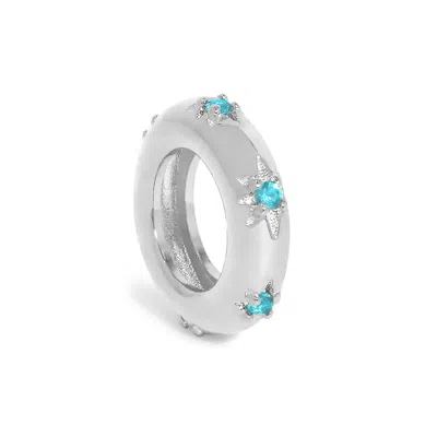 Evesaddiction Starburst Birthstone Eternity Charm - Silver / December In Metallic