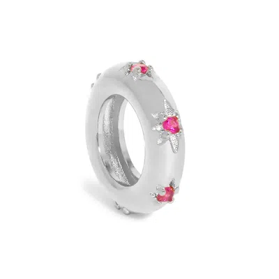 Evesaddiction Starburst Birthstone Eternity Charm - Silver / July In Metallic