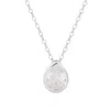 Evesaddiction Sterling Silver April Pear Cut Bezel Birthstone Necklace In White