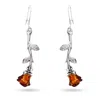 Evesaddiction Sterling Silver Baltic Amber Rose Earrings In Silver