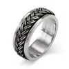 Evesaddiction Sterling Silver Braided Design Spinner Band In Silver