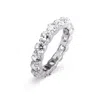 Evesaddiction Sterling Silver Cubic Zirconia Brilliant Cut Wedding Band In Silver
