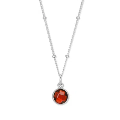 Evesaddiction Sterling Silver Custom Gemstone Pendant - January [garnet] In Red