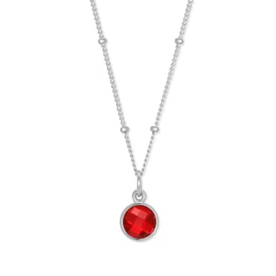 Evesaddiction Sterling Silver Custom Gemstone Pendant - July [ruby] In Red