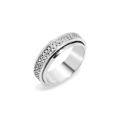 Evesaddiction Sterling Silver Cz Pave Eternity Spinner Ring