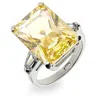 Evesaddiction Sterling Silver Elegant Canary Cz Engagement Ring In Multi