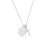 Evesaddiction Sterling Silver Engravable Heart With Cz Cross Pendant In Metallic