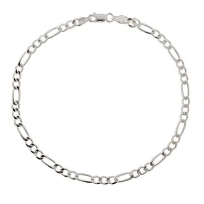 Evesaddiction Sterling Silver Figaro Link Anklet In Gray