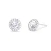 Evesaddiction Sterling Silver Halo Oval Stud Earrings In Silver