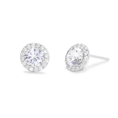 Evesaddiction Sterling Silver Halo Oval Stud Earrings