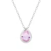 Evesaddiction Sterling Silver June Pear Cut Bezel Birthstone Necklace In Pink
