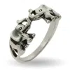 Evesaddiction Sterling Silver Lucky Double Elephant Ring In Metallic