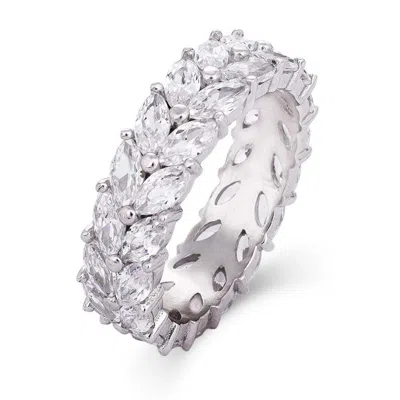 Evesaddiction Sterling Silver Marquise Cut Cz Eternity Band