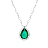 Evesaddiction Sterling Silver May Pear Cut Bezel Birthstone Necklace In Green
