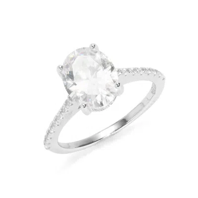 Evesaddiction Sterling Silver Oval Cut Solitaire Cz Engagement Ring