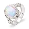 Evesaddiction Sterling Silver Oval Rainbow Moonstone Ring In Silver