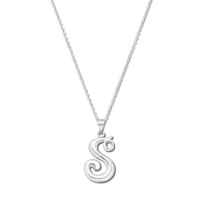 Evesaddiction Sterling Silver Script Initial Pendant In Metallic