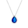 Evesaddiction Sterling Silver September Pear Cut Bezel Birthstone Necklace In Blue