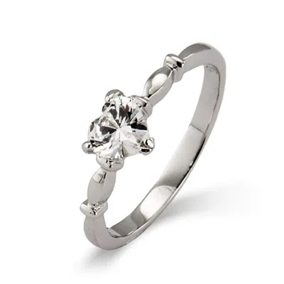 Evesaddiction Sterling Silver Simple Cz Heart Ring