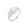 Evesaddiction Sterling Silver Three Stone Diamond Cz Engagement Ring In Metallic
