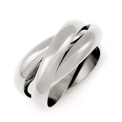 Evesaddiction Sterling Silver Triple Roll Russian Wedding Ring In Metallic