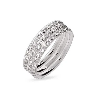 Evesaddiction Sterling Silver Triple Stackable Cz Ring Set