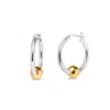 Evesaddiction Sterling Silver Two Tone Hoop Earrings In Silver