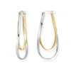 Evesaddiction Sterling Silver Two Tone Wavy Hoop Earrings In Metallic