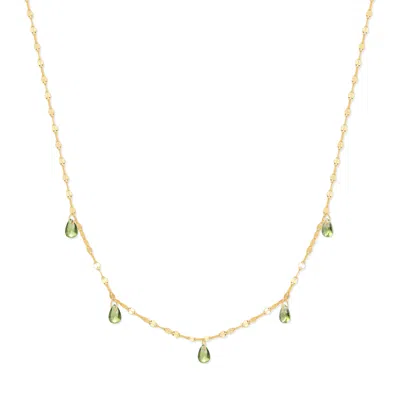 Evesaddiction Teardrop Birthstone Necklace - Gold / August In Green