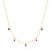 Evesaddiction Teardrop Birthstone Necklace - Gold / July In Pink