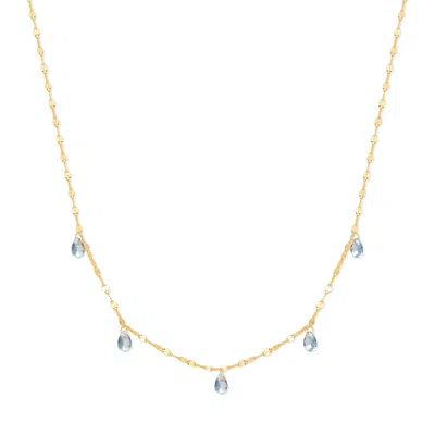 Evesaddiction Teardrop Birthstone Necklace - Gold / March In Blue