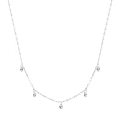 Evesaddiction Teardrop Birthstone Necklace - Silver / April In Metallic