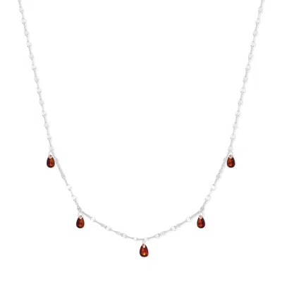 Evesaddiction Teardrop Birthstone Necklace - Silver / January In Metallic