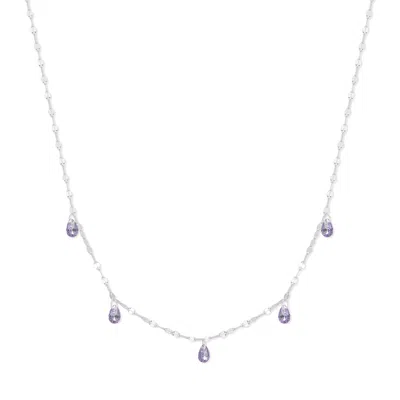Evesaddiction Teardrop Birthstone Necklace - Silver / June In Metallic