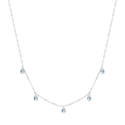 Evesaddiction Teardrop Birthstone Necklace - Silver / March In Metallic