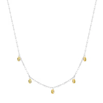 Evesaddiction Teardrop Birthstone Necklace - Silver / November In Metallic