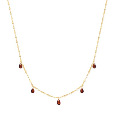 Evesaddiction Teardrop Birthstone Necklace In Gold