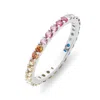 Evesaddiction Thin Rainbow Cz Sterling Silver Eternity Band In Silver