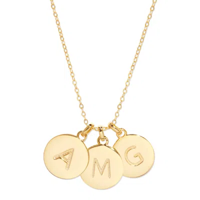 Evesaddiction Three Initial Disc Necklace - Gold
