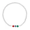 Evesaddiction Three Stone Bezel Set Birthstone Bead Bracelet In Silver