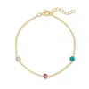 Evesaddiction Three Stone Floating Bezel Set Gold Birthstone Bracelet In Gold