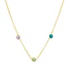 Evesaddiction Three Stone Floating Bezel Set Gold Birthstone Necklace In Gold