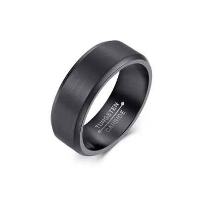 Evesaddiction Tungsten Ring With Beveled Edges In Black