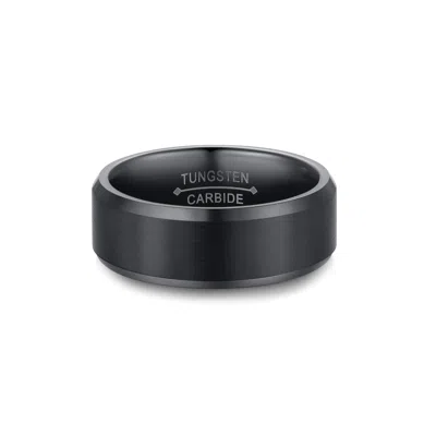 Evesaddiction Tungsten Ring With Beveled Edges - Black / 12