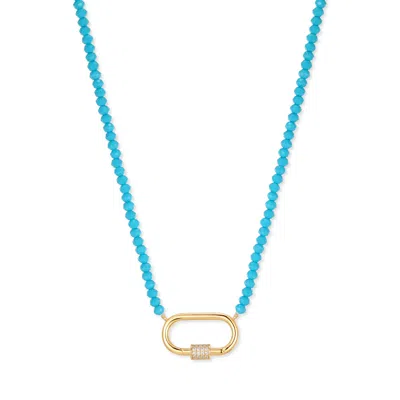 Evesaddiction Turquoise Carabiner Charm Necklace In Blue