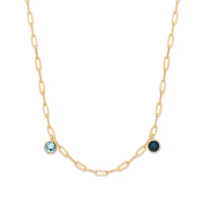 Evesaddiction Two Gold Paperclip Chain Birthstone Charm Necklace