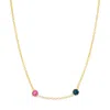 Evesaddiction Two Stone Floating Bezel Set Gold Birthstone Necklace In Gold