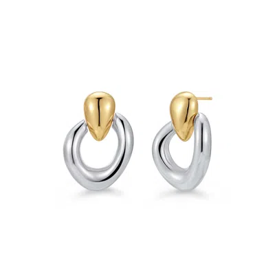 Evesaddiction Two Tone Drop Earrings In Metallic
