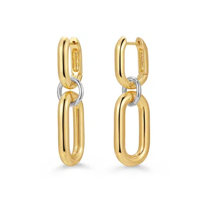 Evesaddiction Two Tone Link Drop Earring In Gold