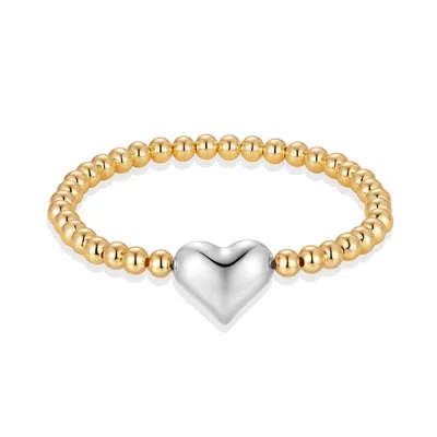 Evesaddiction Two Tone Puffy Heart Bracelet In Gold